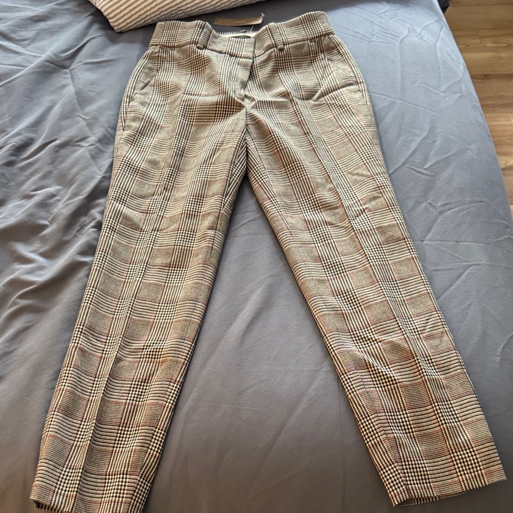 J. Crew Women's Checkered Ankle Pants - Beige and Black